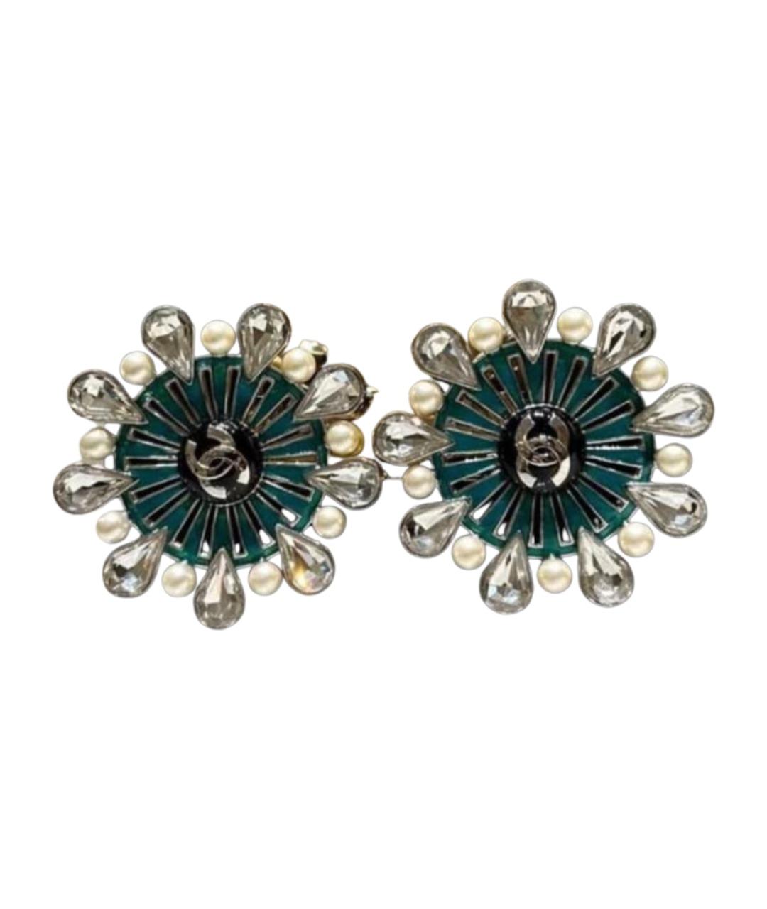 CHANEL Бирюзовые металлические серьги, фото 1