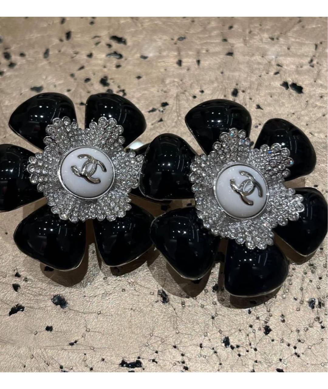 CHANEL Черные металлические серьги, фото 4