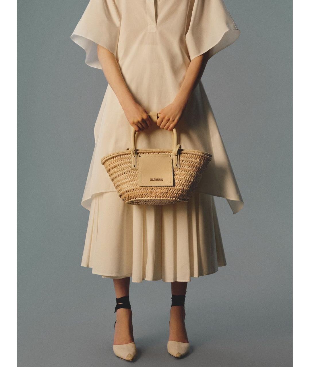 JACQUEMUS Бежевая пелетеная пляжная сумка, фото 2