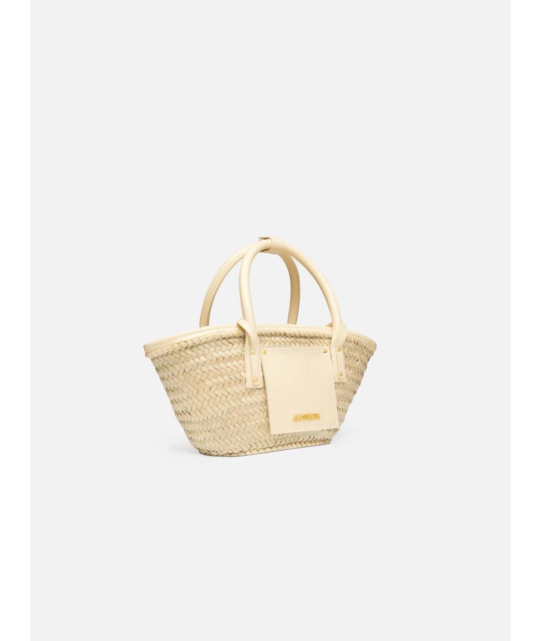 JACQUEMUS Бежевая пелетеная пляжная сумка, фото 5