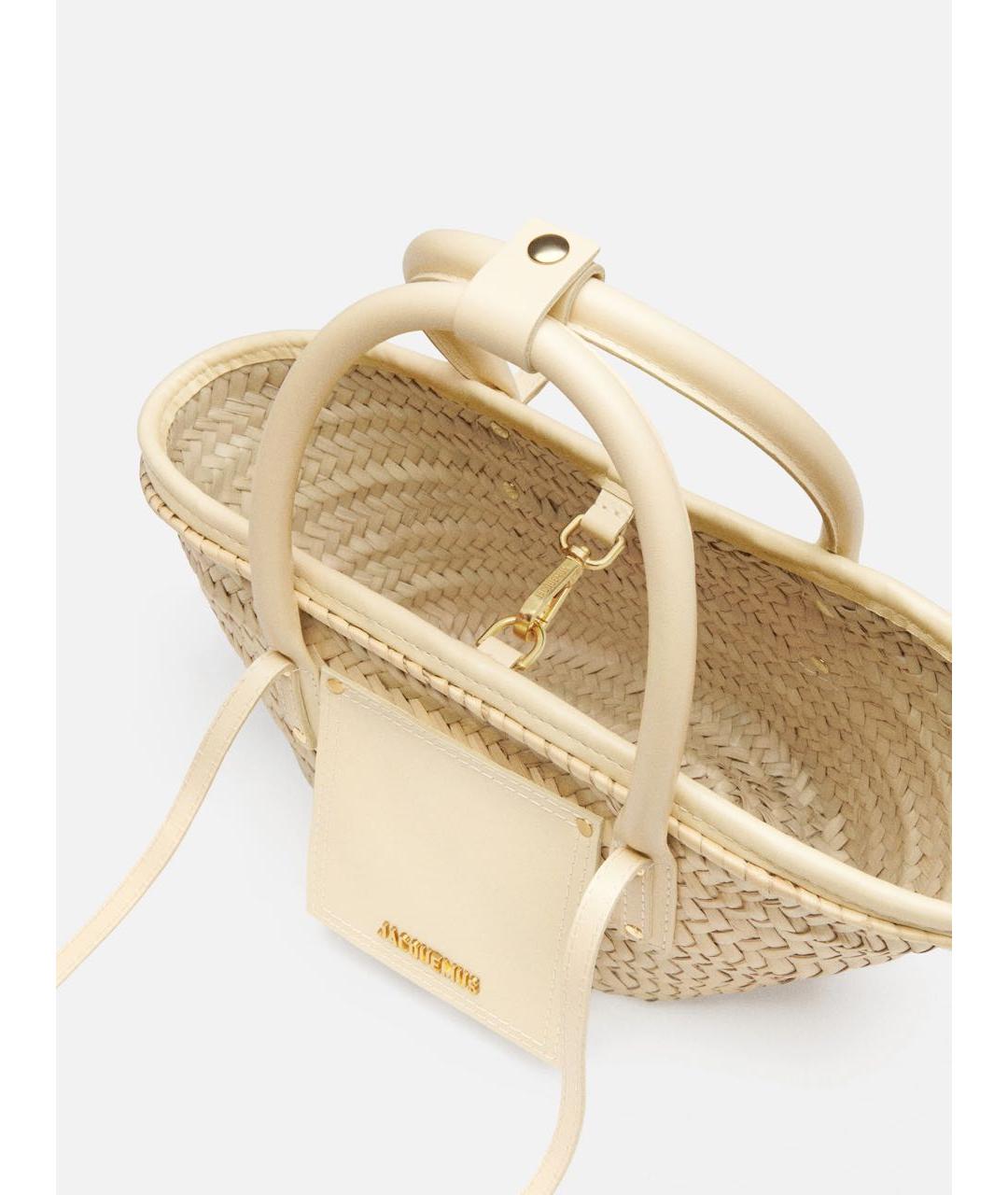 JACQUEMUS Бежевая пелетеная пляжная сумка, фото 7