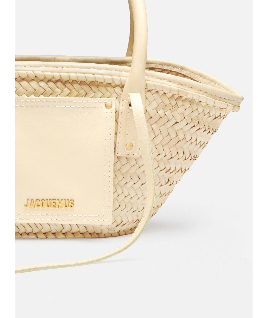 JACQUEMUS Бежевая пелетеная пляжная сумка, фото 4