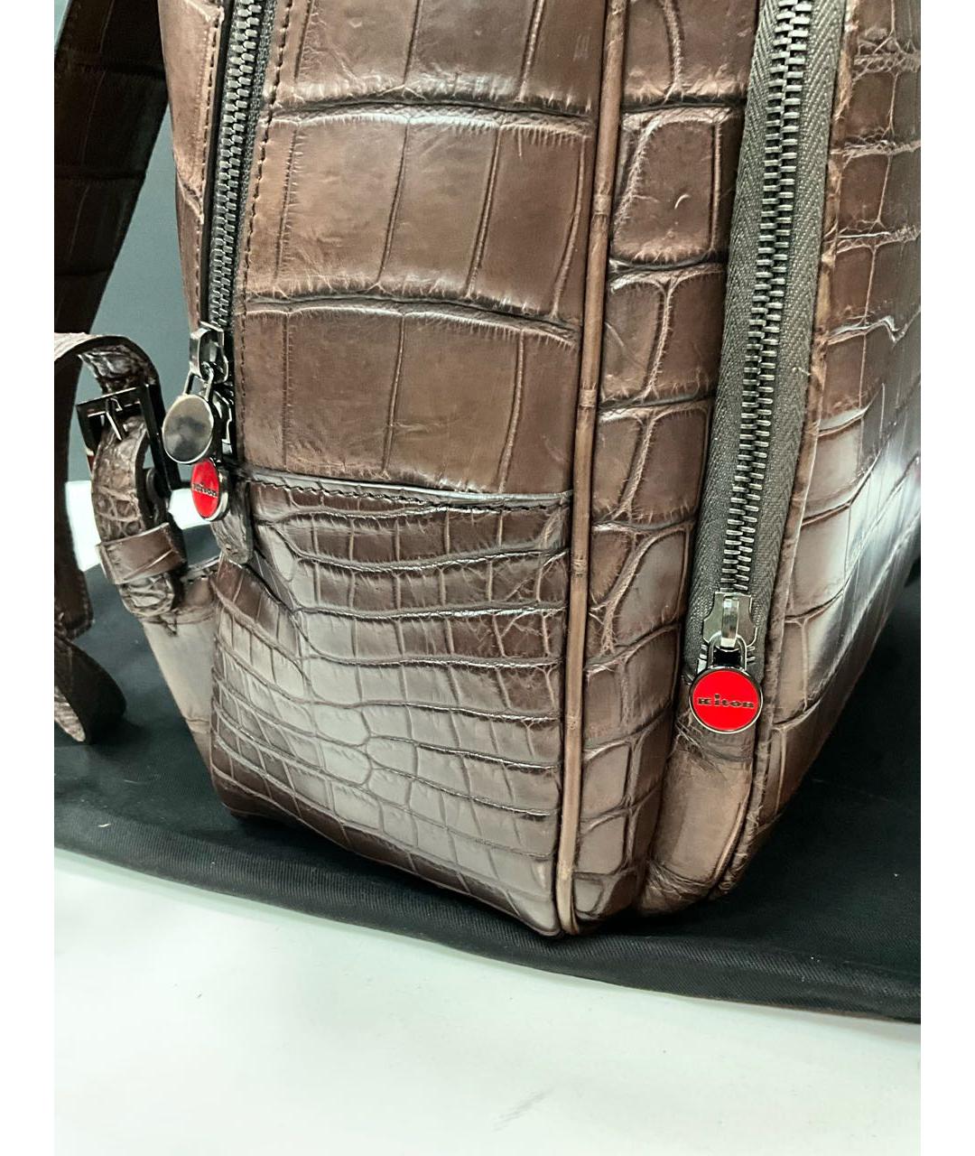 KITON Коричневый рюкзак из экзотической кожи, фото 4