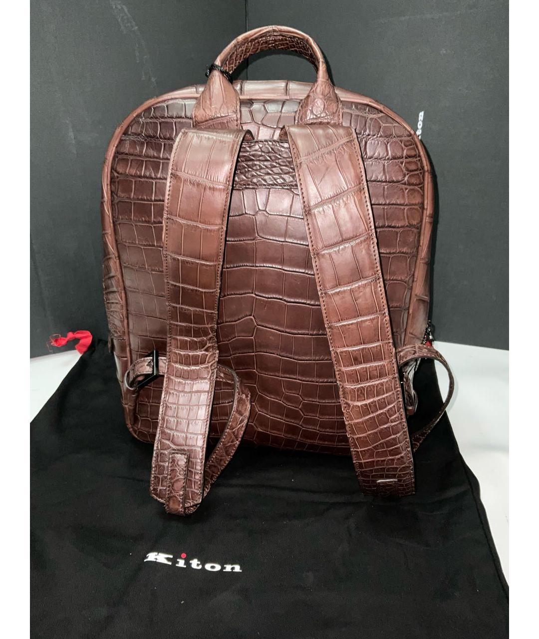 KITON Коричневый рюкзак из экзотической кожи, фото 2