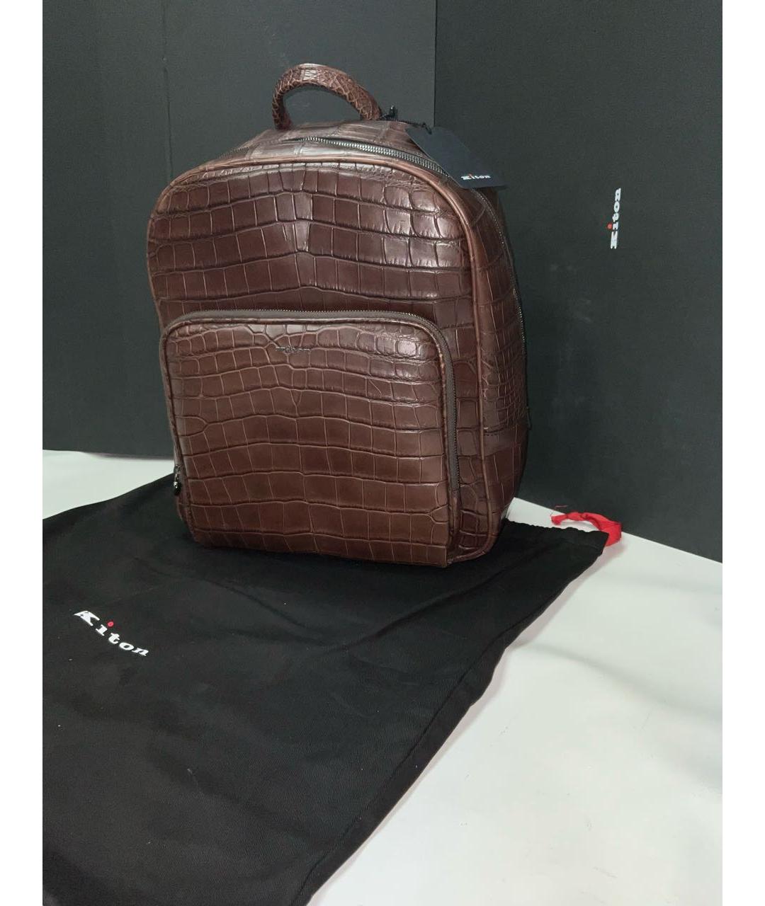 KITON Коричневый рюкзак из экзотической кожи, фото 8
