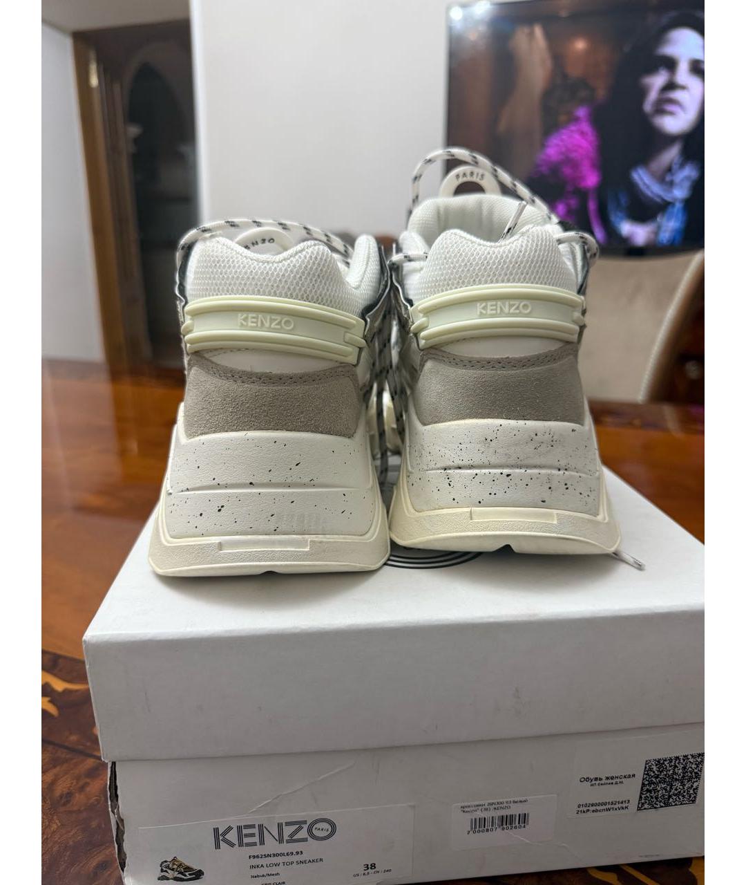 KENZO Белые кожаные кроссовки, фото 4