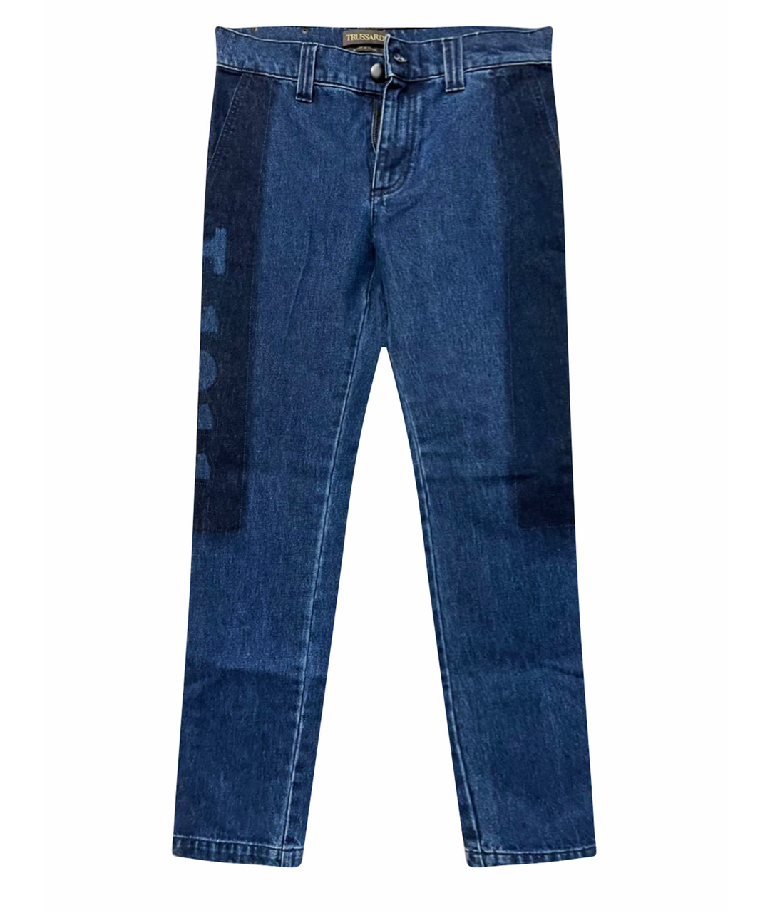 TRUSSARDI Синие хлопковые прямые джинсы, фото 1