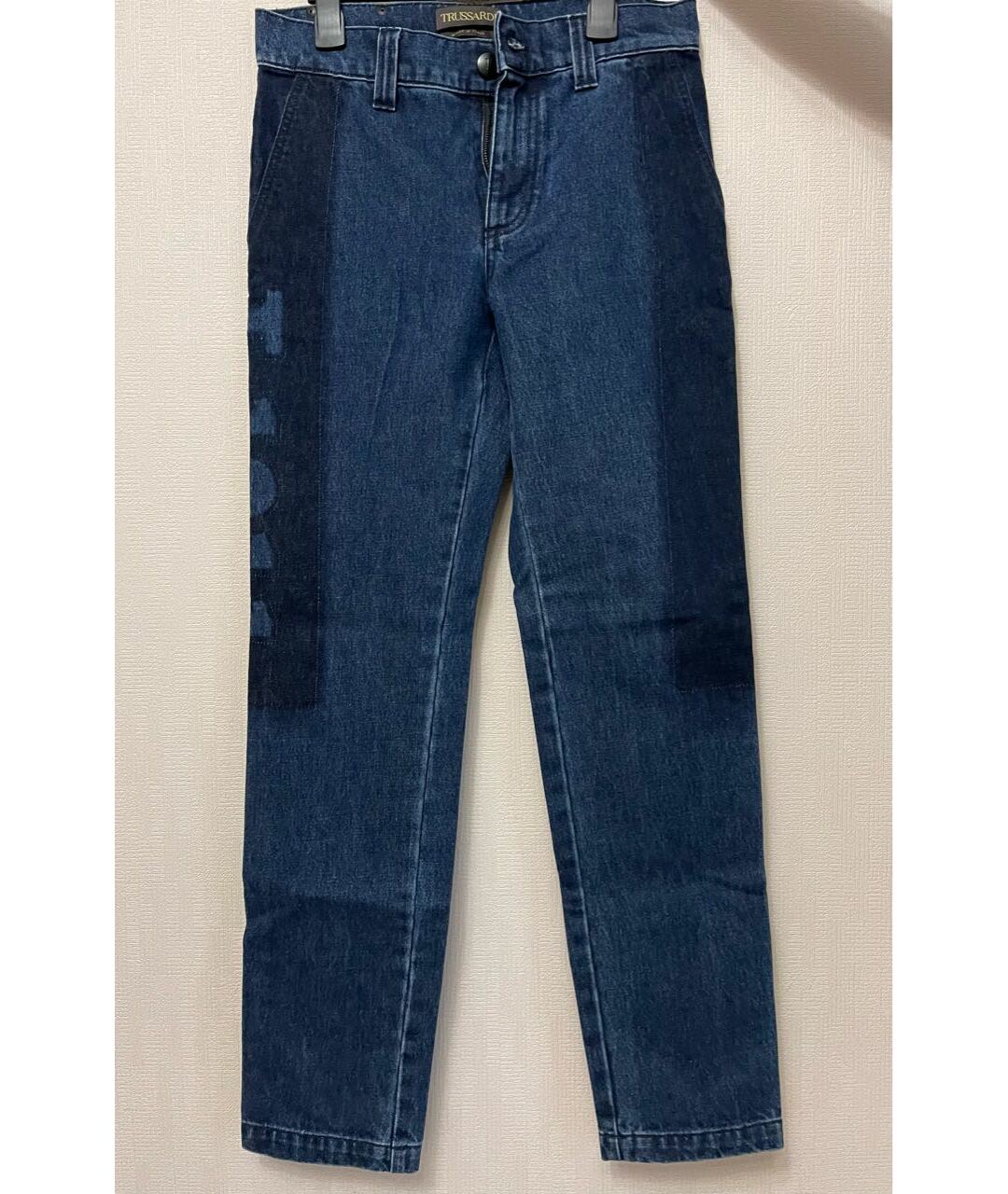 TRUSSARDI Синие хлопковые прямые джинсы, фото 3