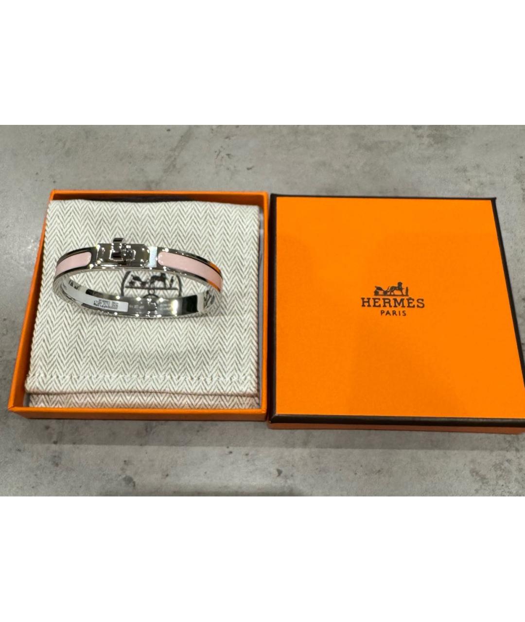 HERMES Розовый металлический браслет, фото 3