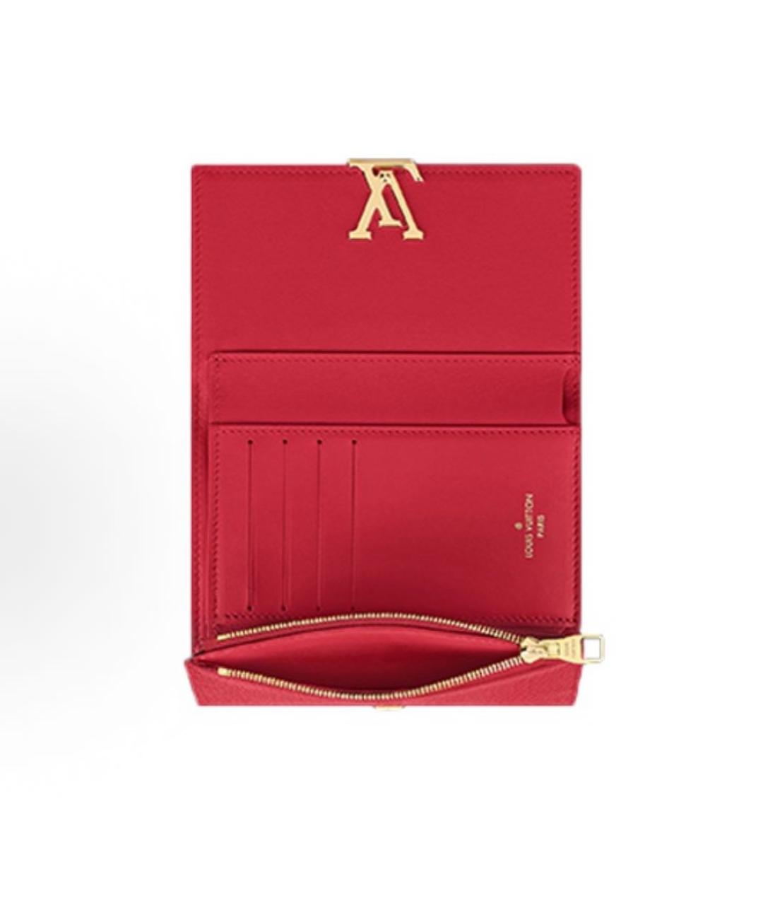 LOUIS VUITTON Красный кожаный кошелек, фото 4