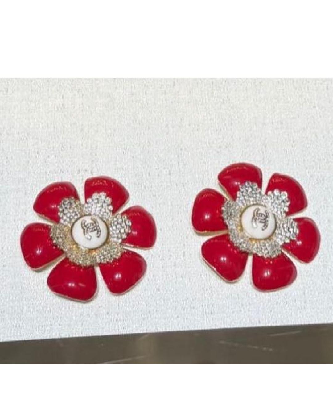 CHANEL Красные металлические серьги, фото 3