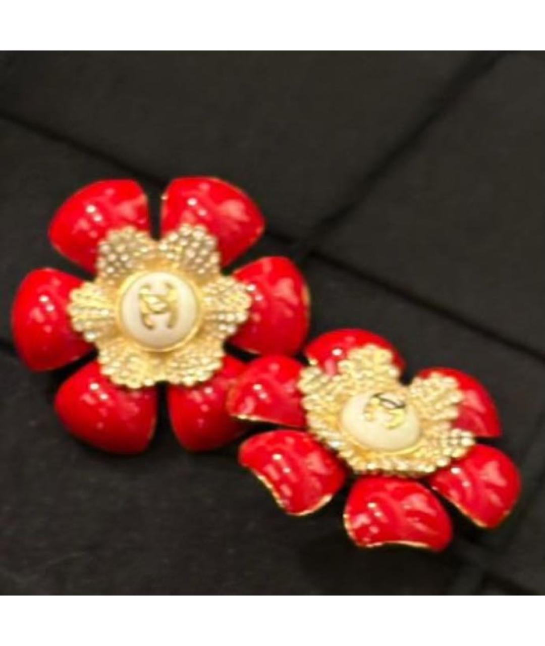 CHANEL Красные металлические серьги, фото 2