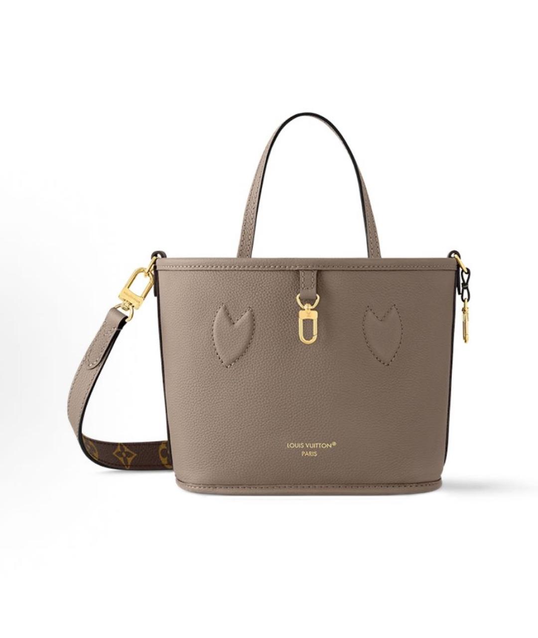 LOUIS VUITTON Бежевая кожаная сумка с короткими ручками, фото 4