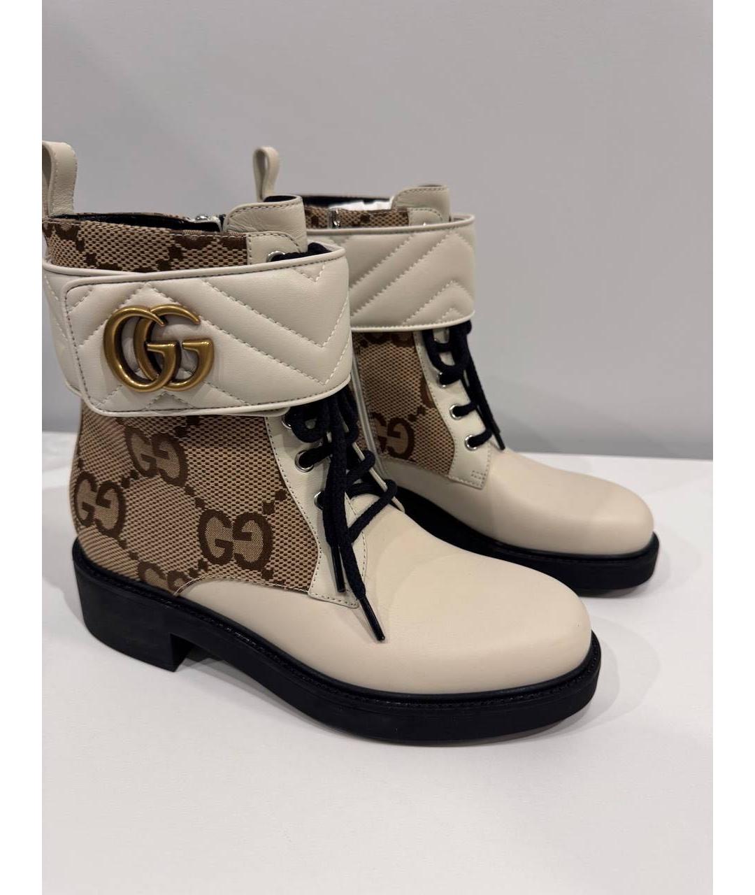 GUCCI Бежевые кожаные ботинки, фото 6