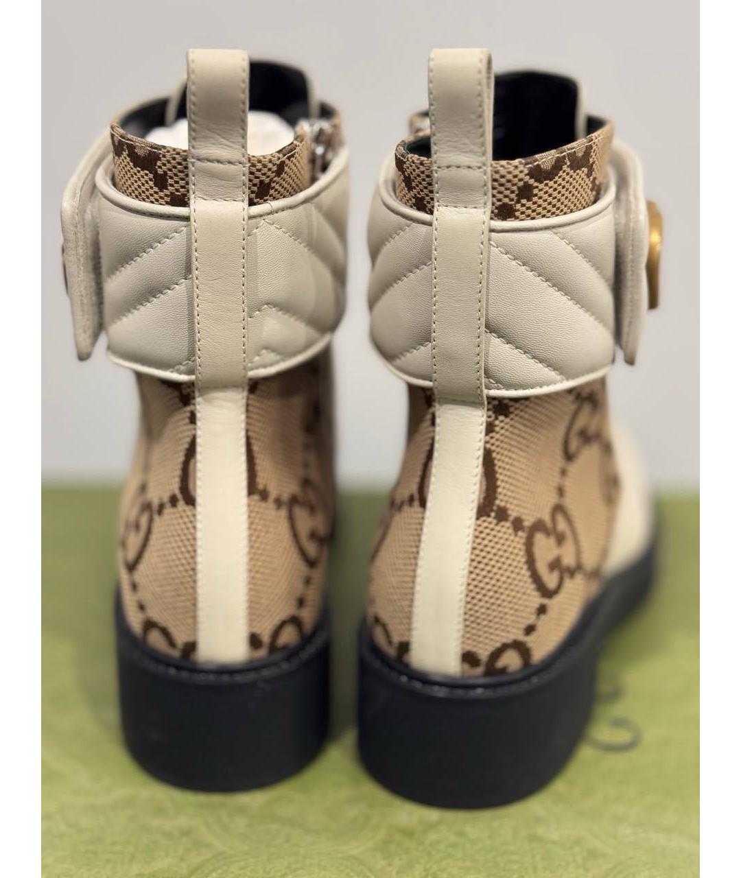 GUCCI Бежевые кожаные ботинки, фото 4