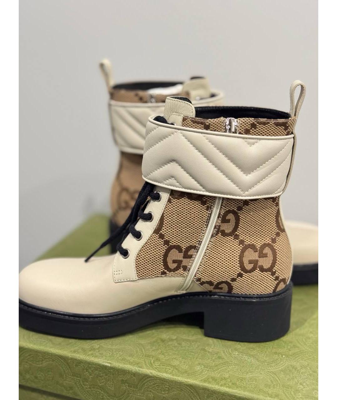 GUCCI Бежевые кожаные ботинки, фото 2