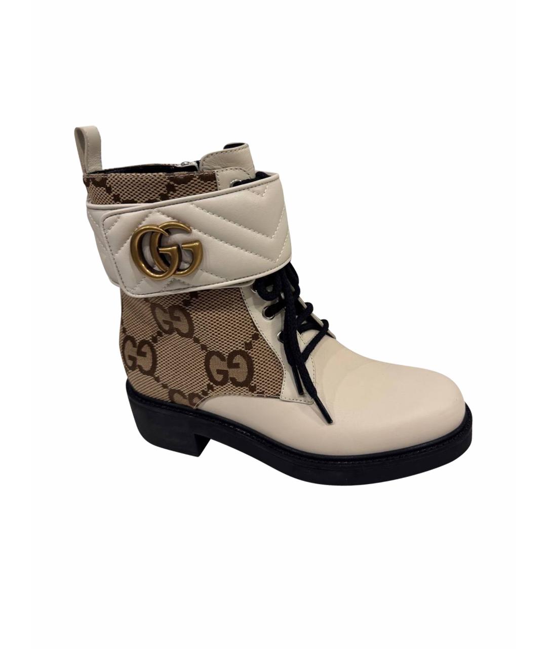 GUCCI Бежевые кожаные ботинки, фото 1