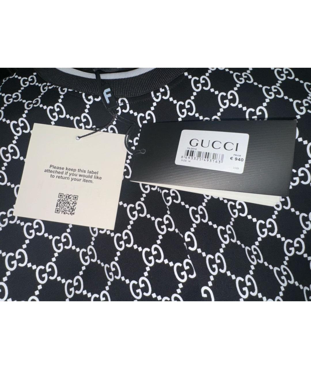 GUCCI Черная хлопковая футболка, фото 7