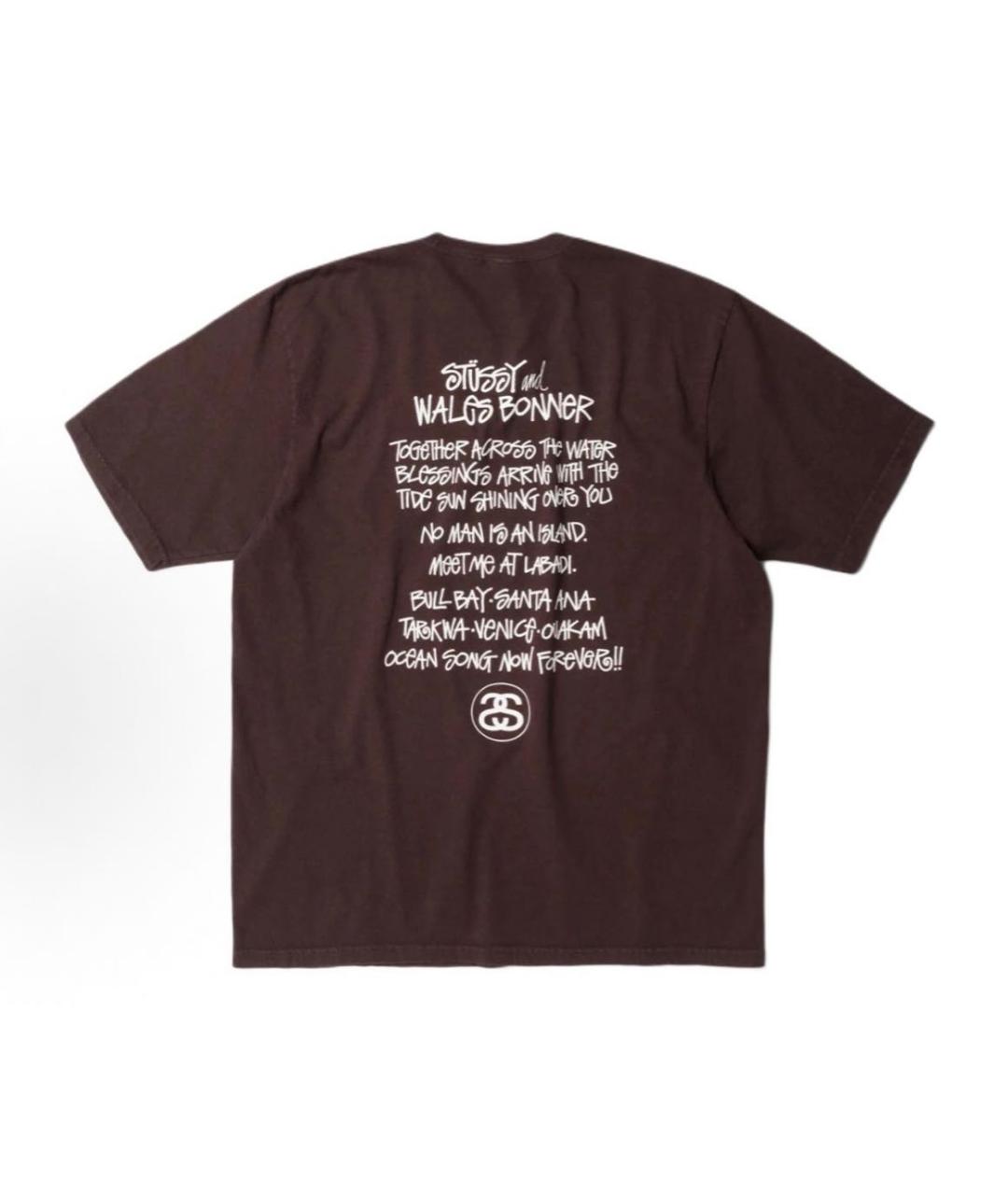 STUSSY Коричневая хлопковая футболка, фото 2