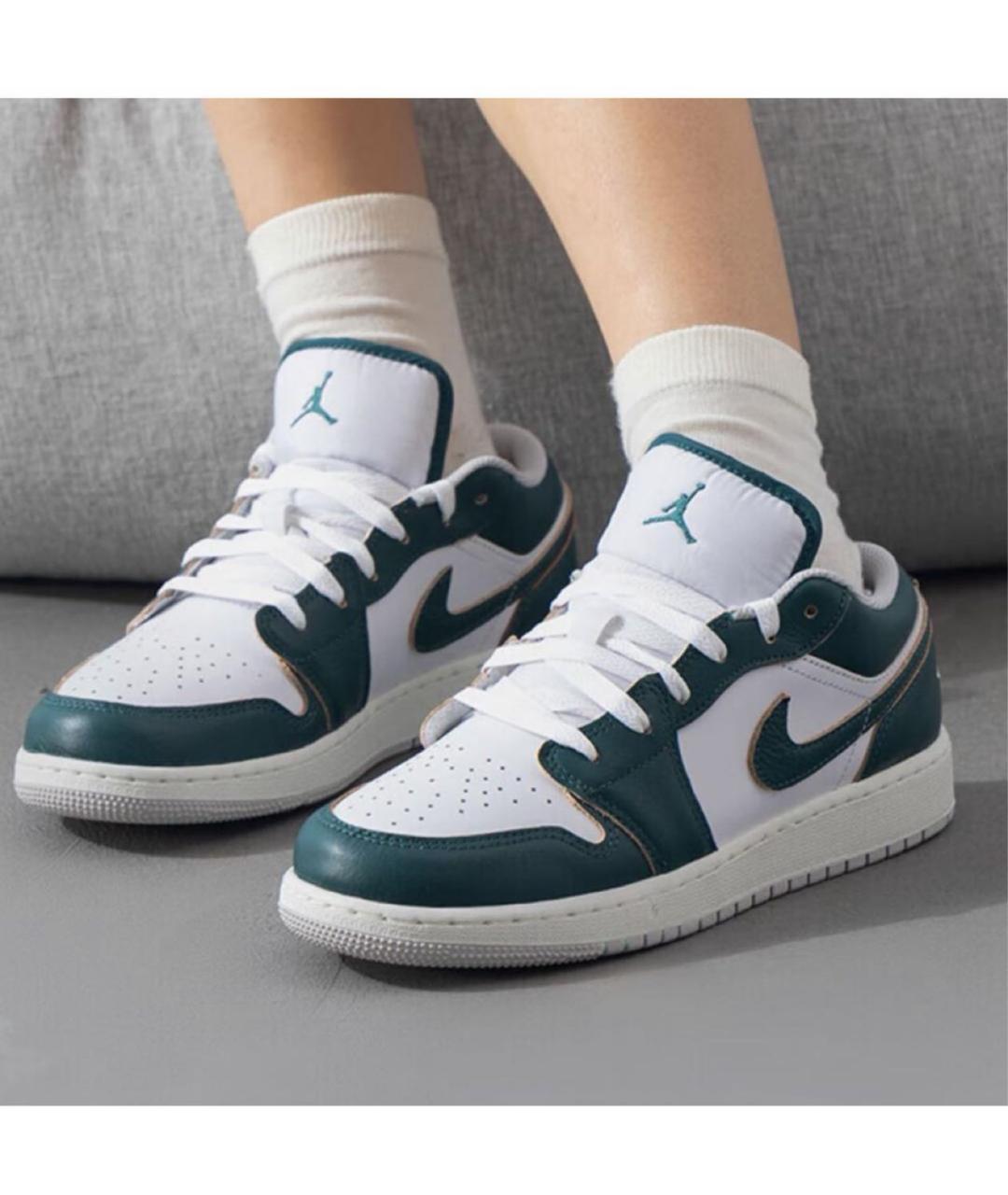 JORDAN Зеленые кожаные кроссовки, фото 2