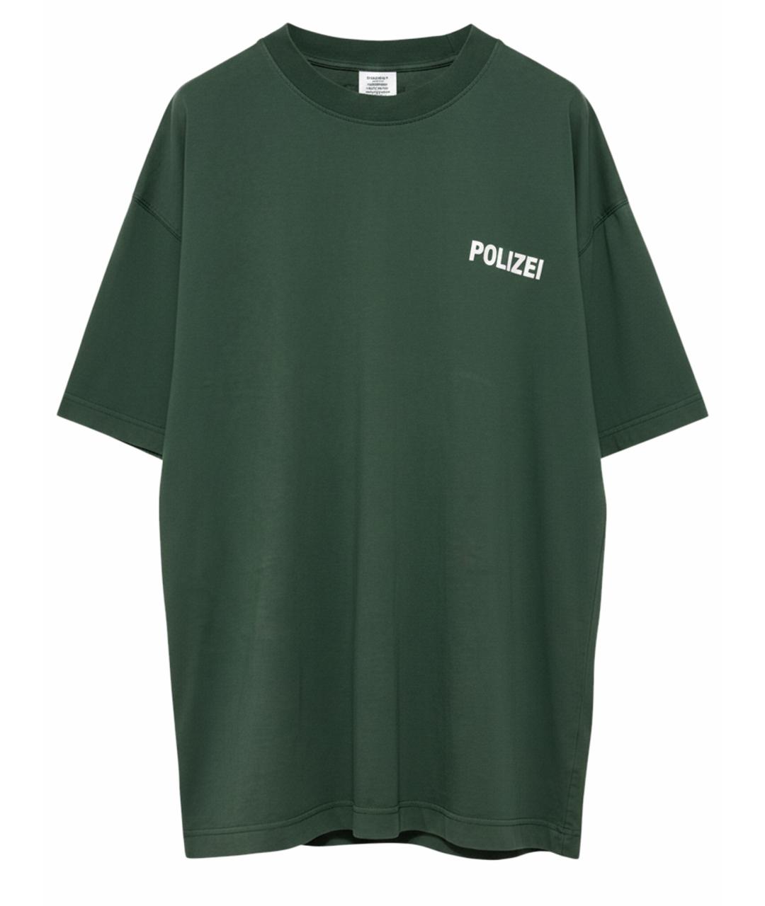 VETEMENTS Зеленая хлопковая футболка, фото 1