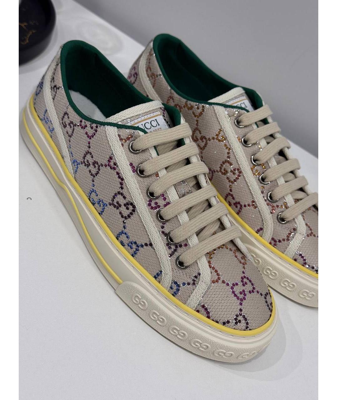 GUCCI Бежевые текстильные кеды, фото 7