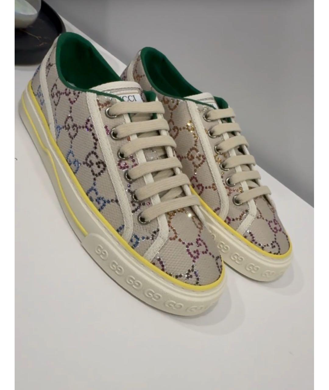 GUCCI Бежевые текстильные кеды, фото 5