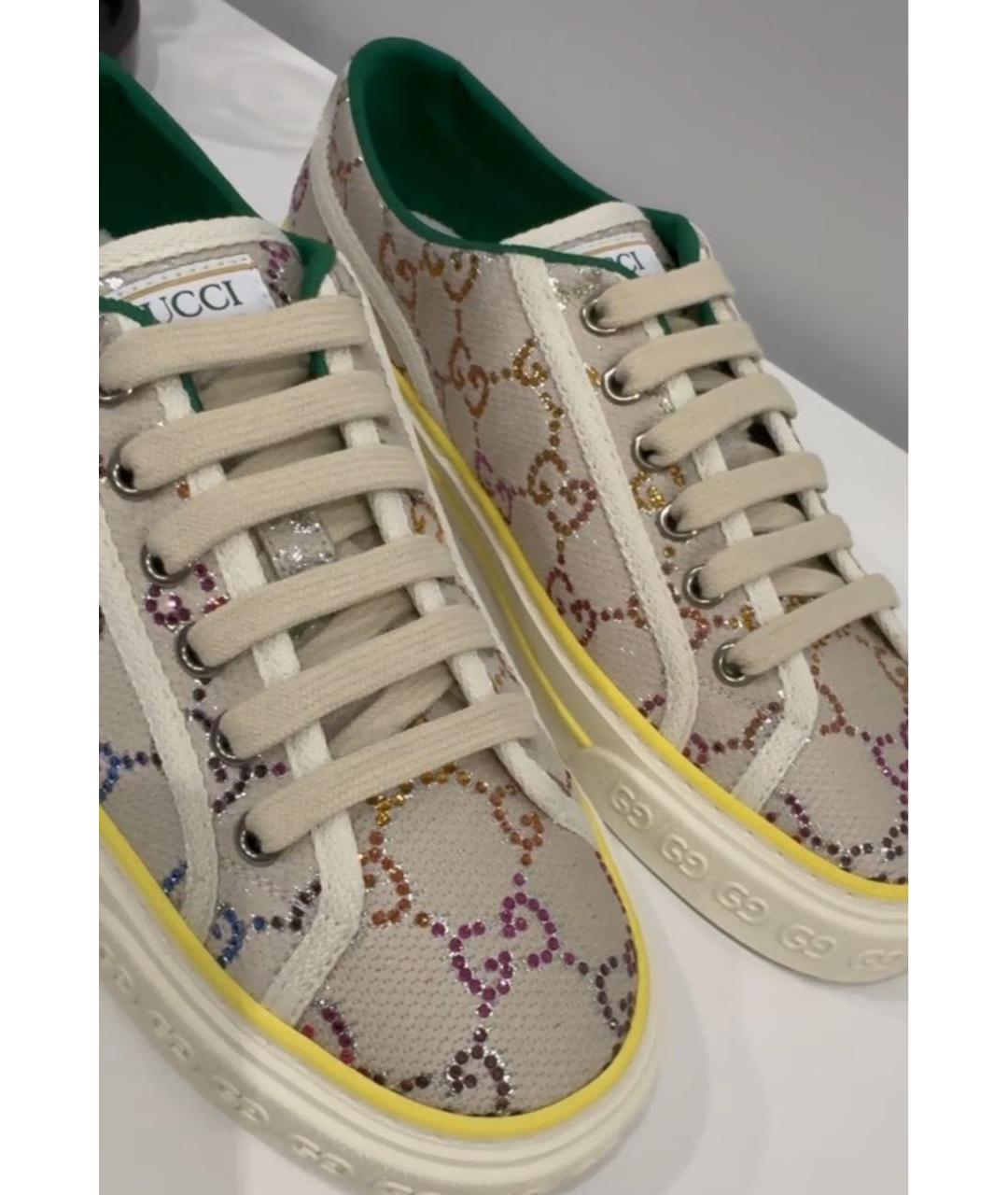 GUCCI Бежевые текстильные кеды, фото 4