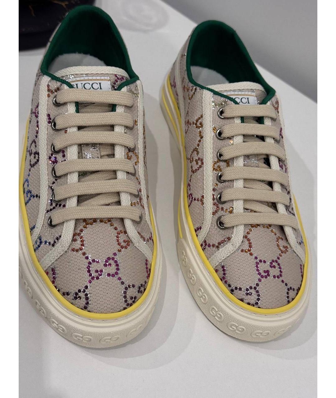 GUCCI Бежевые текстильные кеды, фото 2