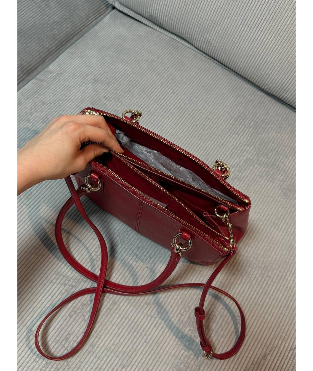 COACH Красная кожаная сумка через плечо, фото 6