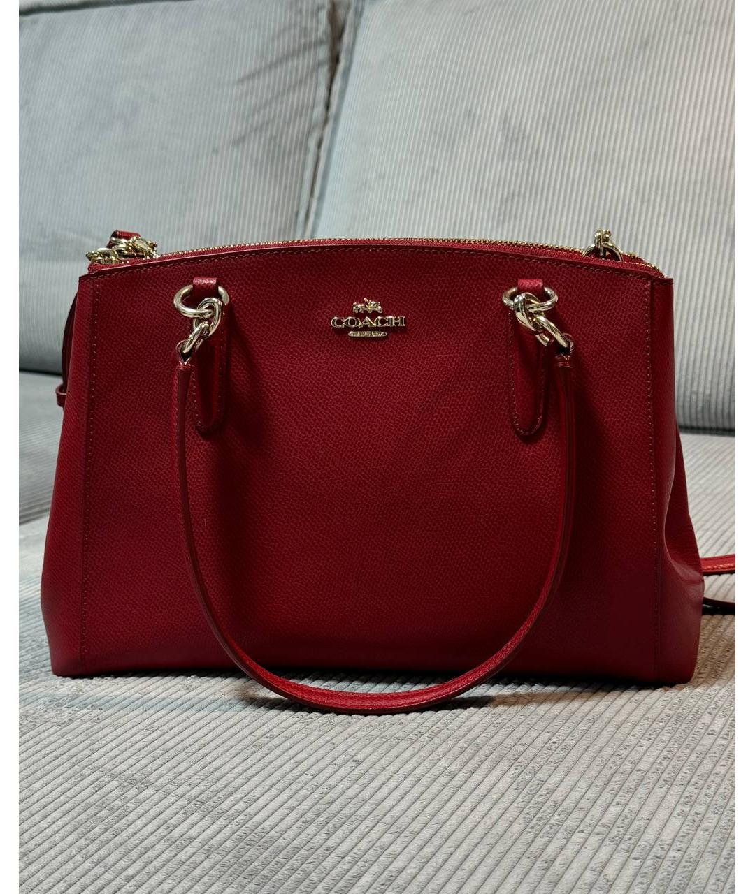 COACH Красная кожаная сумка через плечо, фото 4