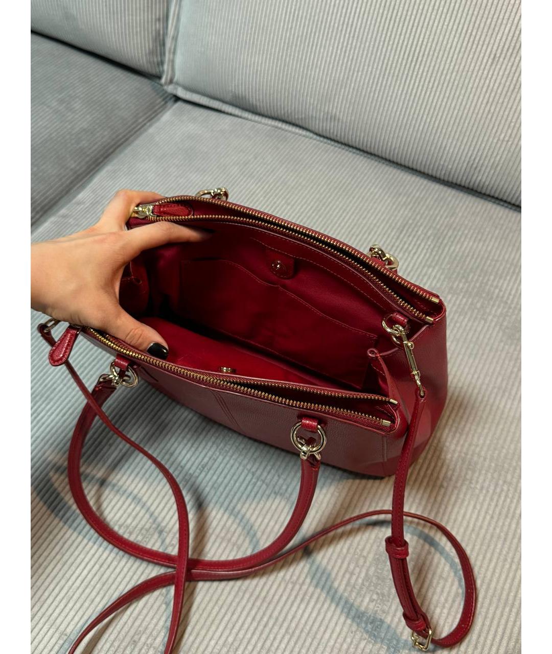 COACH Красная кожаная сумка через плечо, фото 5