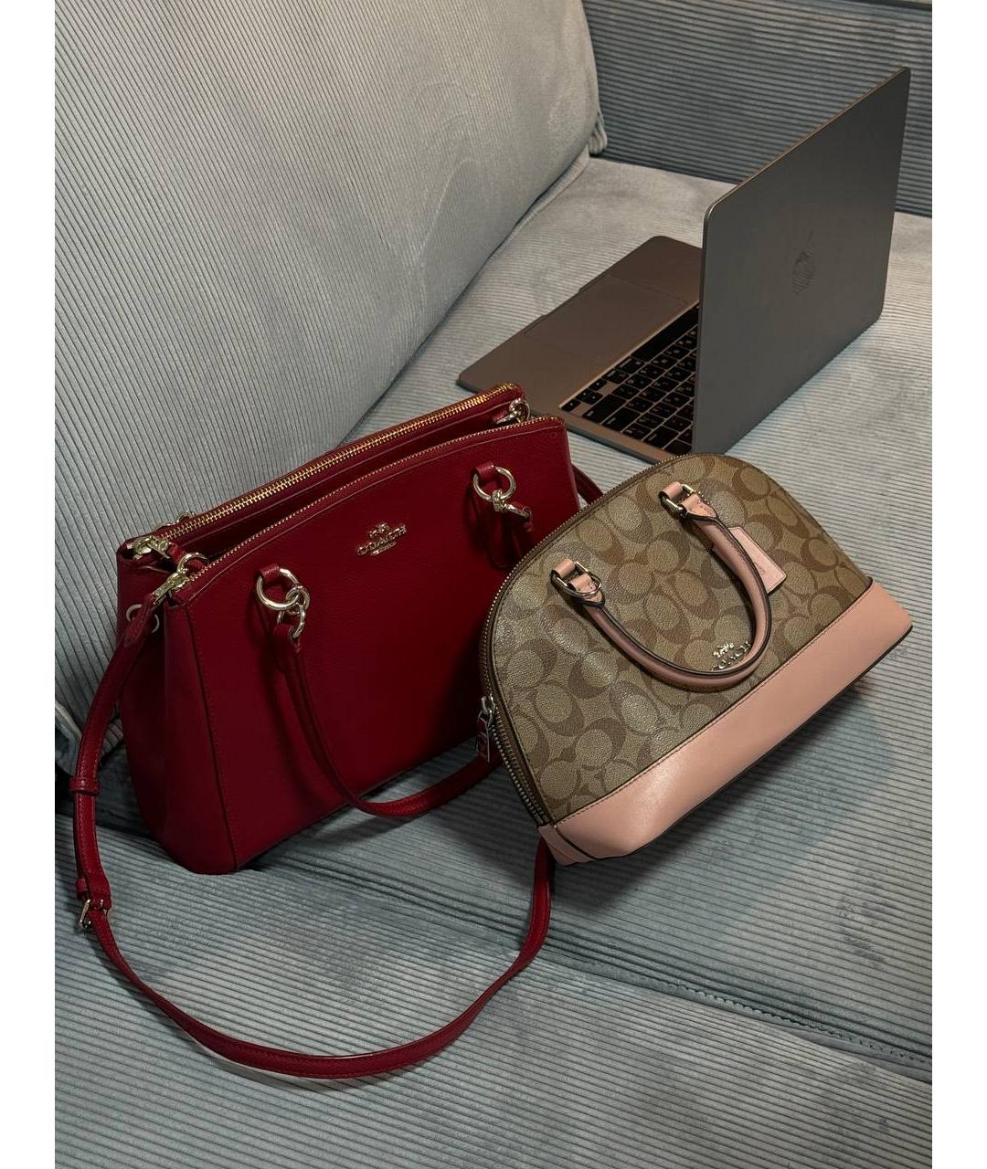 COACH Красная кожаная сумка через плечо, фото 9