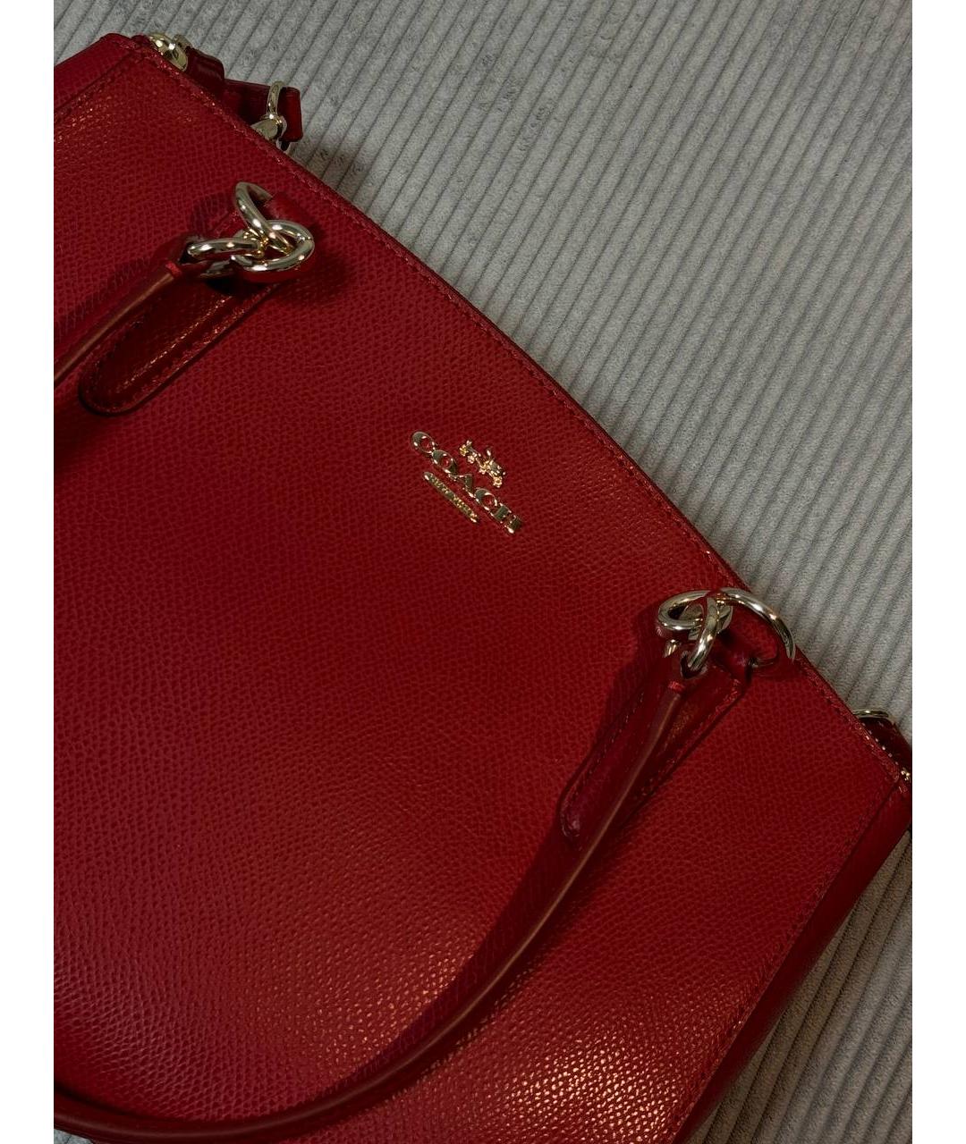 COACH Красная кожаная сумка через плечо, фото 3