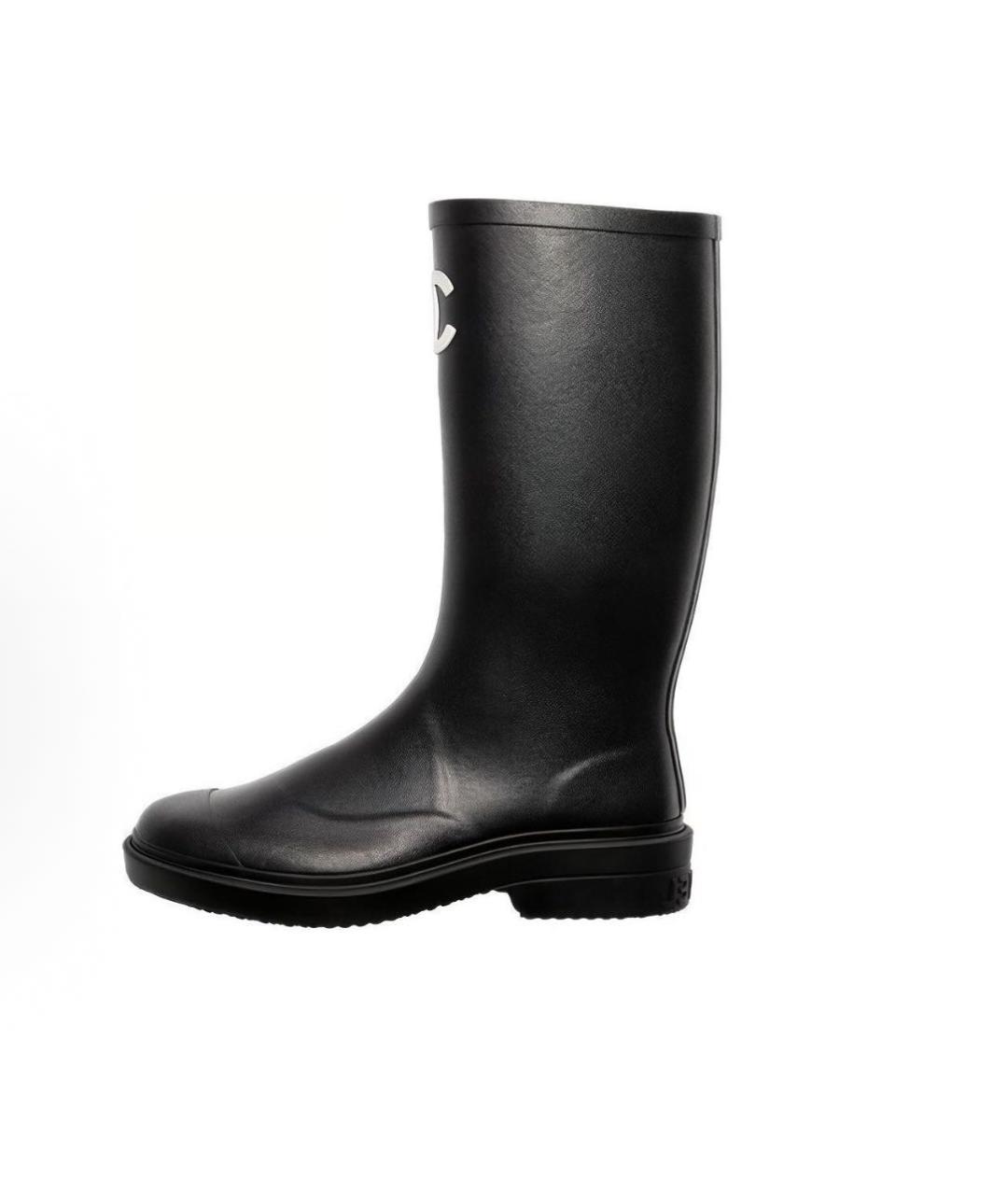 CHANEL Черные резиновые сапоги, фото 9