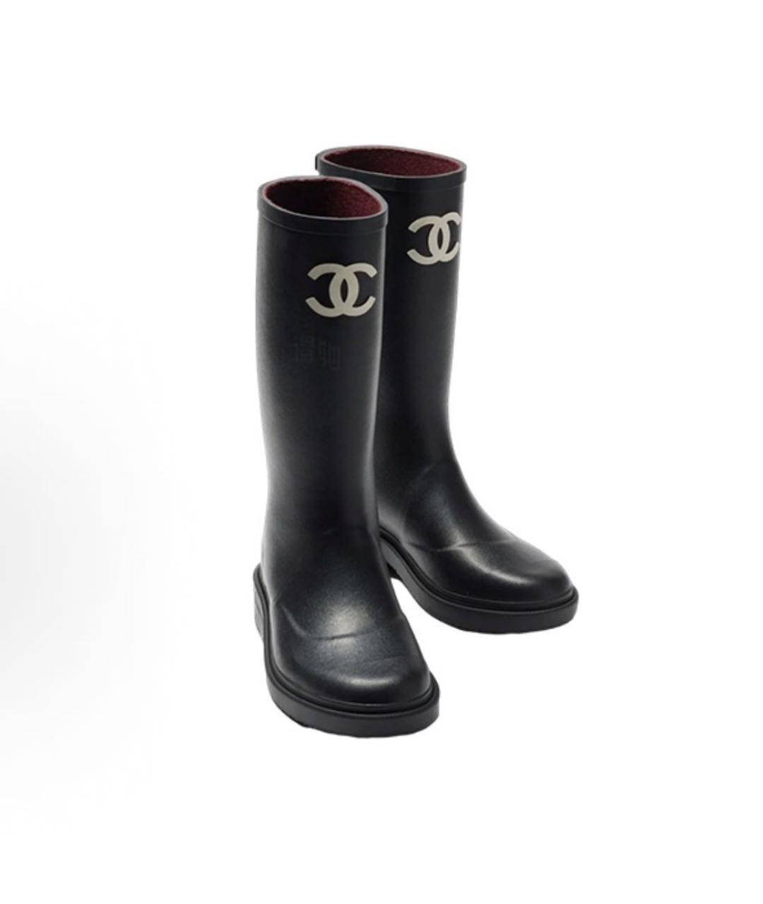 CHANEL Черные резиновые сапоги, фото 2