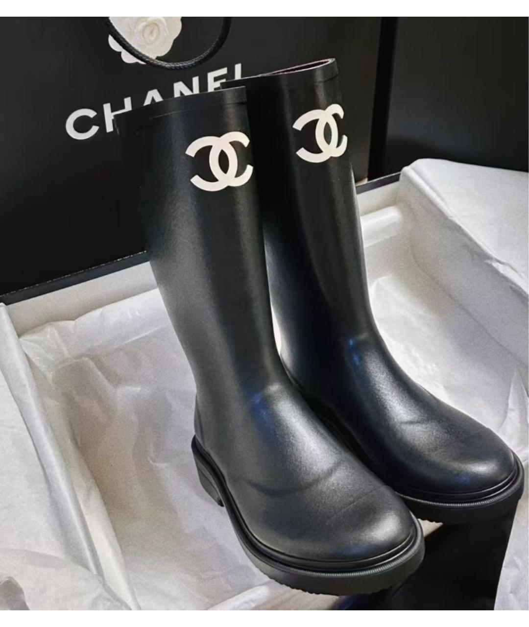 CHANEL Черные резиновые сапоги, фото 5