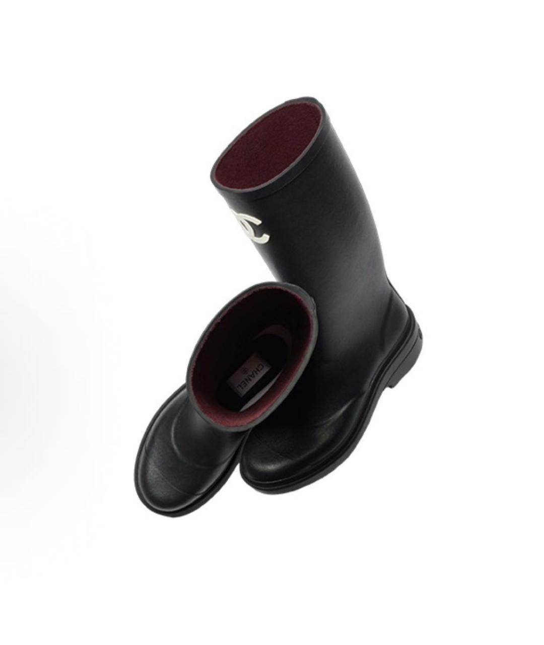 CHANEL Черные резиновые сапоги, фото 3