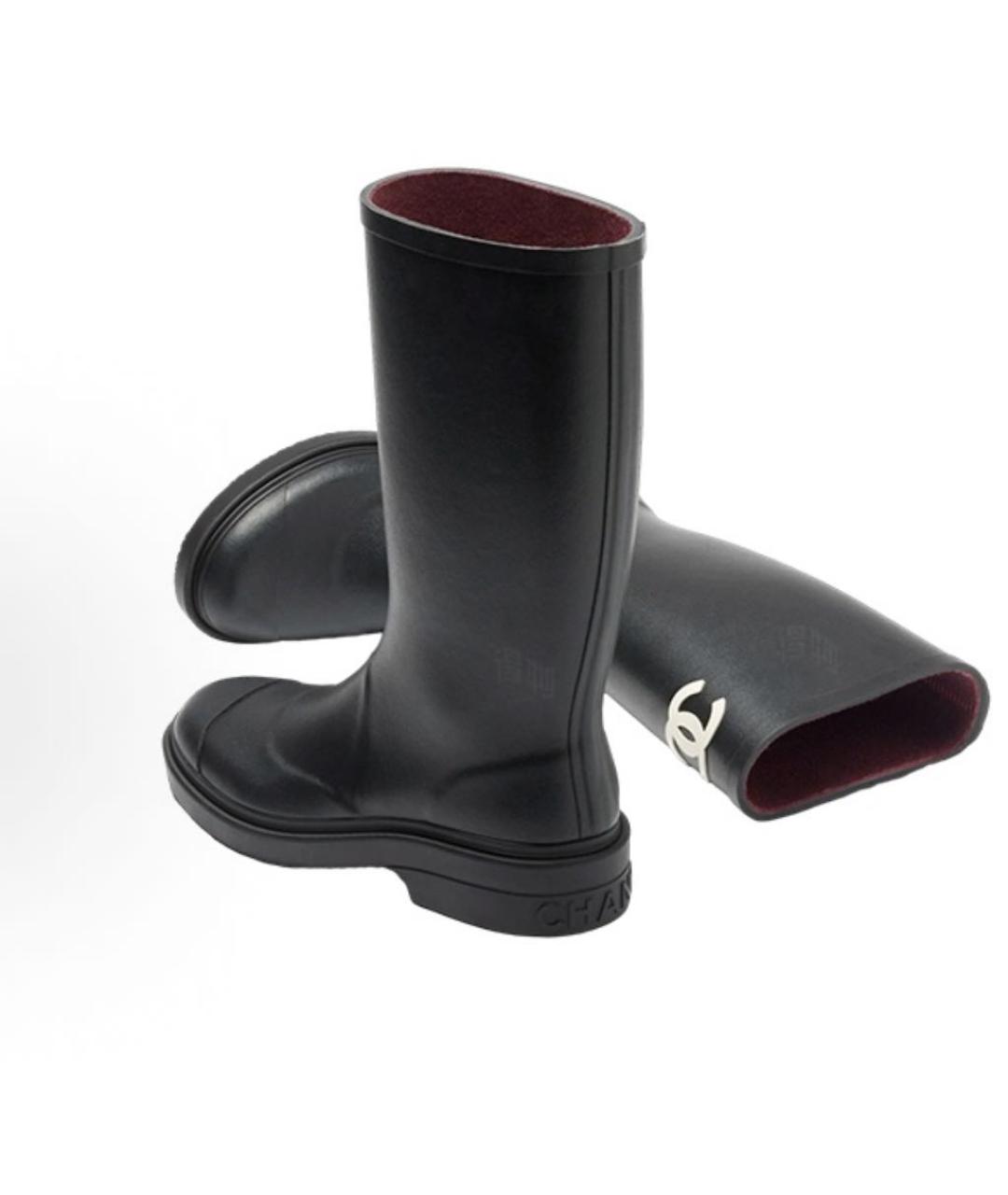 CHANEL Черные резиновые сапоги, фото 4