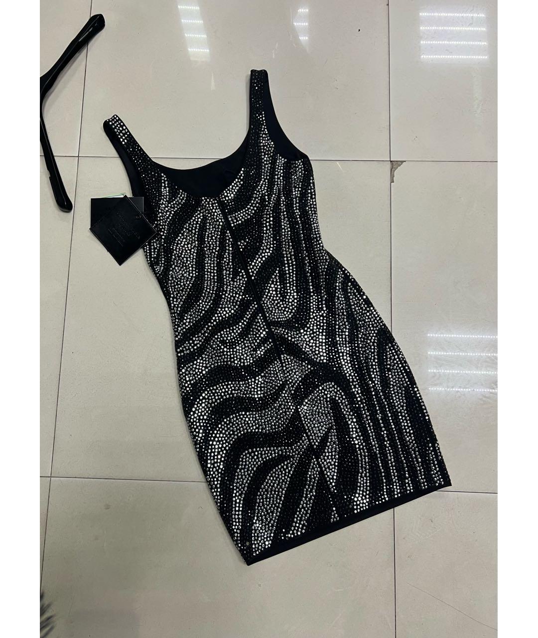 PHILIPP PLEIN Серебряное вискозное коктейльное платье, фото 8