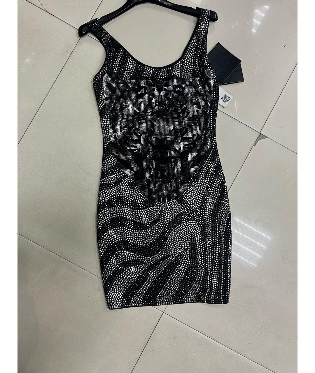 PHILIPP PLEIN Серебряное вискозное коктейльное платье, фото 9