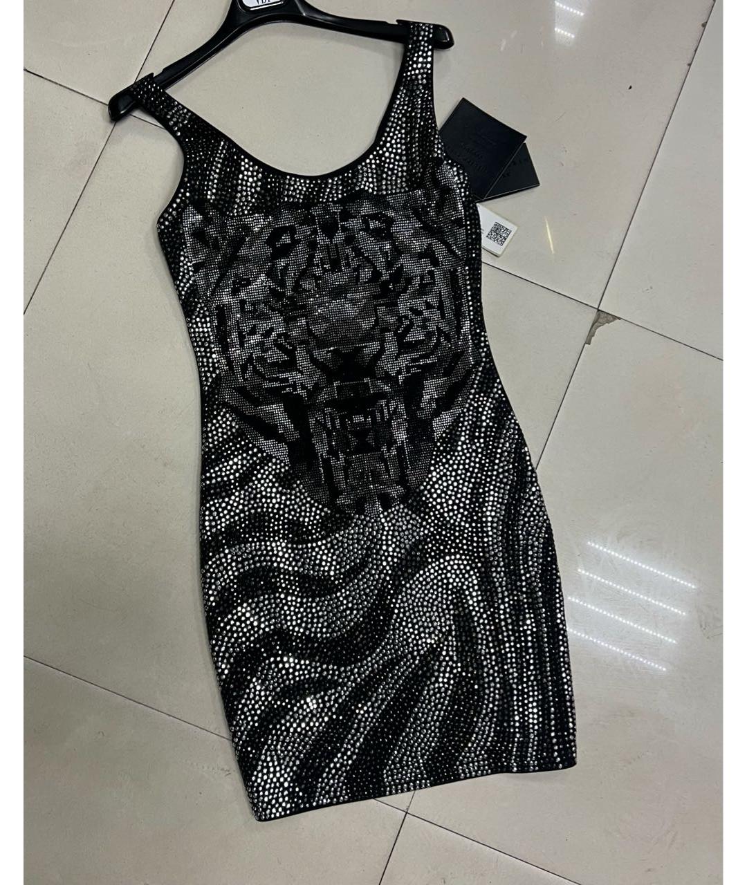 PHILIPP PLEIN Серебряное вискозное коктейльное платье, фото 3