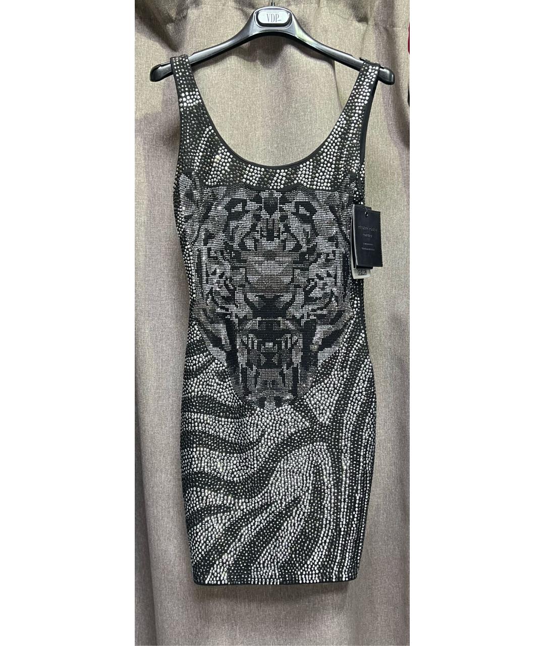 PHILIPP PLEIN Серебряное вискозное коктейльное платье, фото 2