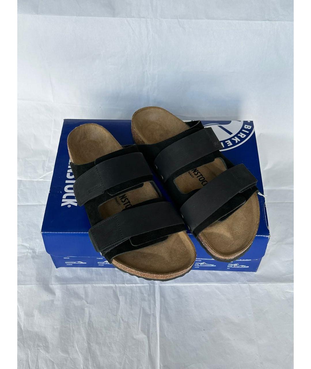 BIRKENSTOCK Черные замшевые шлепанцы, фото 4