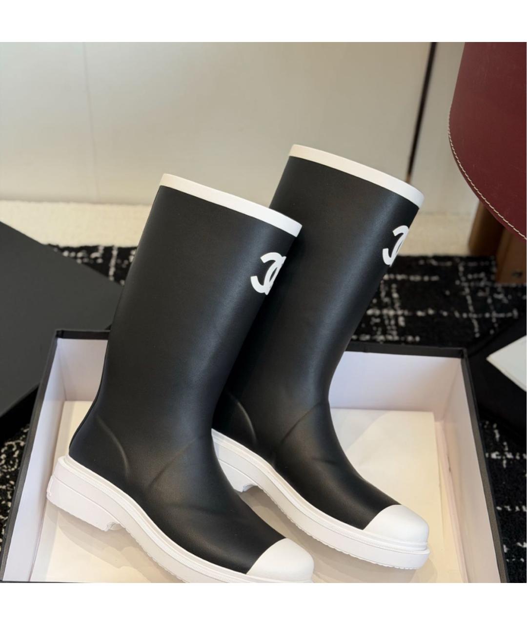 CHANEL Черные резиновые сапоги, фото 5