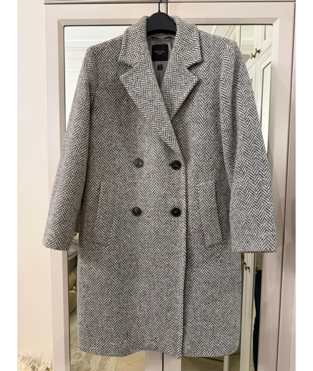 WEEKEND MAX MARA Серое шерстяное пальто, фото 3