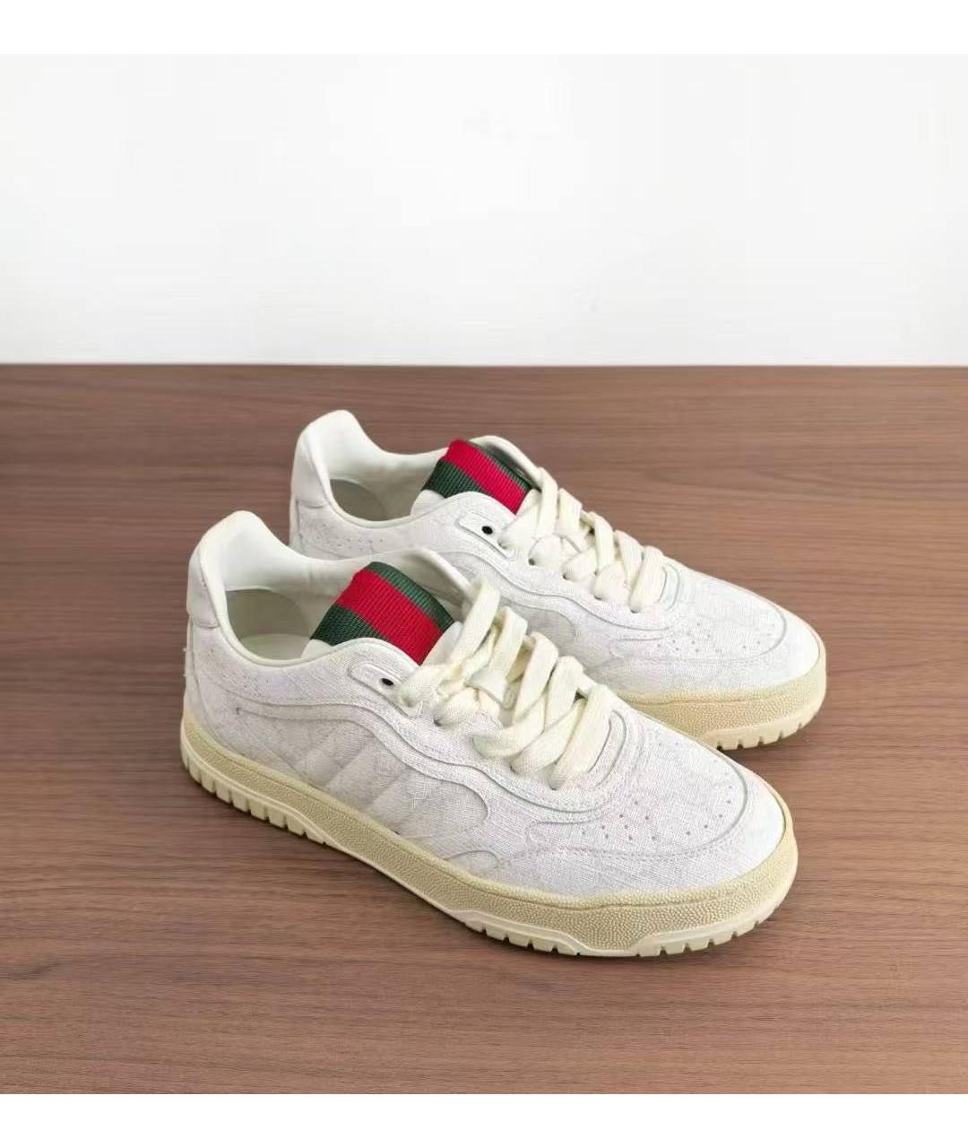 GUCCI Белые кожаные кроссовки, фото 4