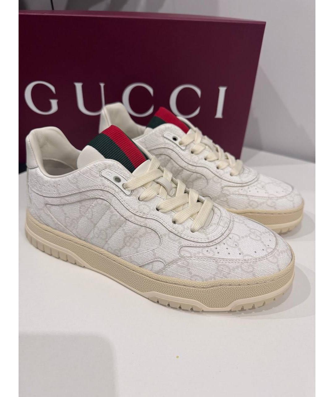 GUCCI Белые кожаные кроссовки, фото 5