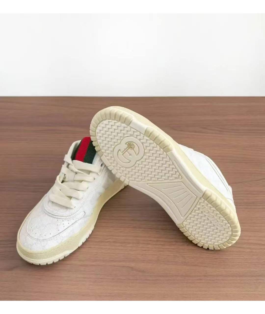 GUCCI Белые кожаные кроссовки, фото 3