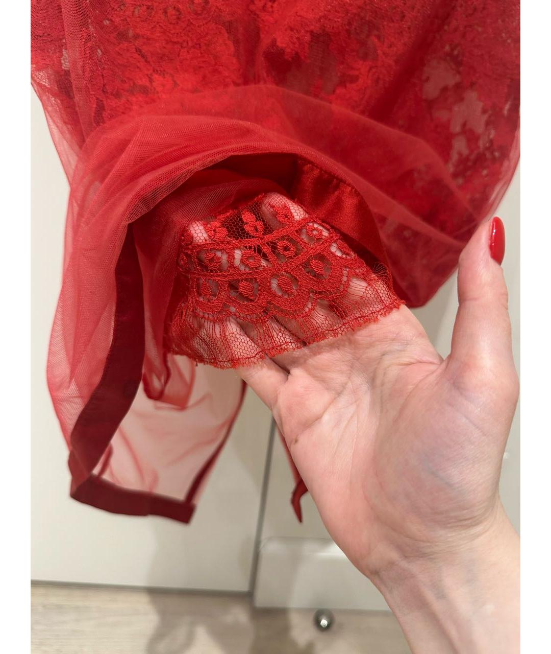 LA PERLA Красная шелковая юбка миди, фото 2
